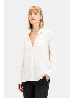 Vakko Ecru Long Sleeve Shirt