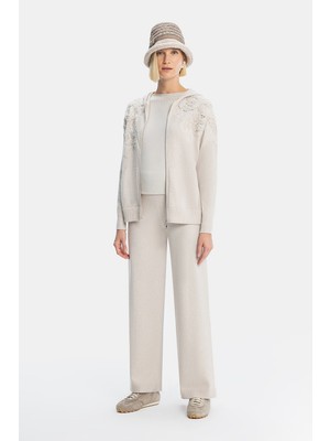 Vakko Beige Knit Trousers