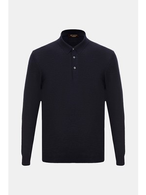 Vakko By Gran Sasso Navy Polo Collar Knitwear