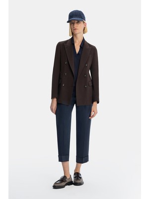 Vakko By Peserıco Navy Patterned Trousers