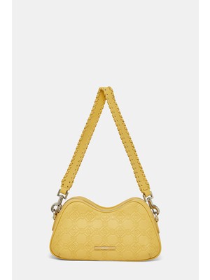 Vakko Yellow Monogram Leather Bag