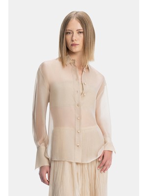 Vakko By Forte Forte Beige Sheer Shirt