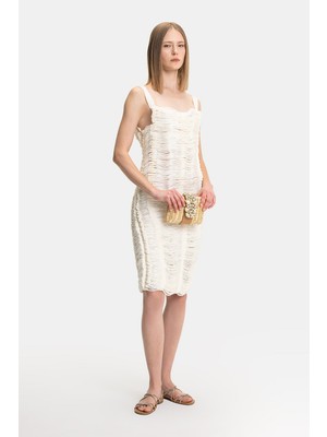 Vakko Ecru Strappy Dress