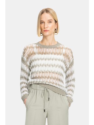 Vakko By Peserıco White Boat Neck Knit Sweater