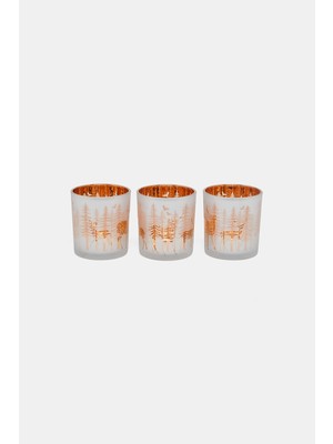 Vakko Set Of 3 Deer Detail Candle Holders