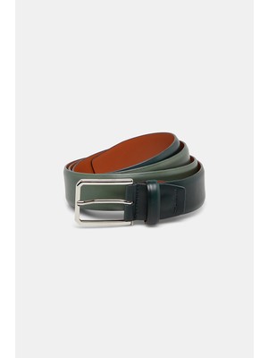 Santoni Santonı Dark Green Leather Belt