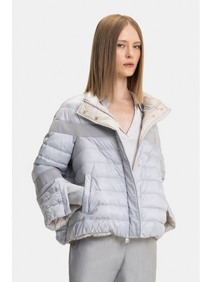 Vakko Grey Stand Collar Coat