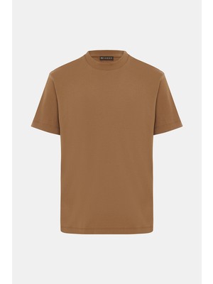 Vakko Light Camel Crew Neck Short Sleeve T-Shirt