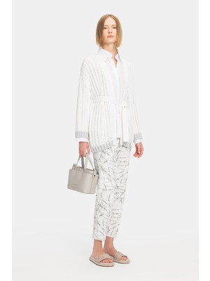 Vakko By Peserıco Ecru Patterned Narrow-Leg Trousers