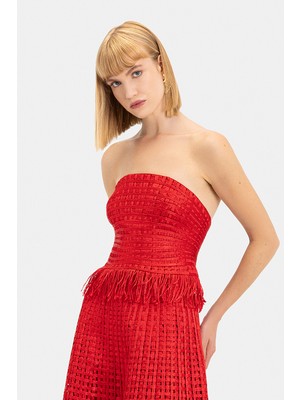 Vakko By Pe De Chumbo Red Strapless Blouse