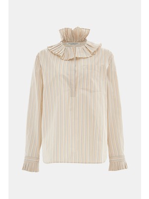 Phılosophy Cream Patterned Long-Sleeve Blouse
