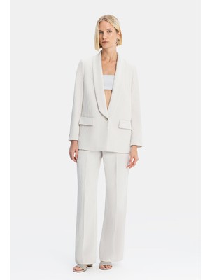 Vakko By Peserıco Ecru Wide-Leg Trousers
