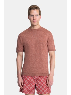 Vakko Red Motif Elastic Waist Swim Shorts