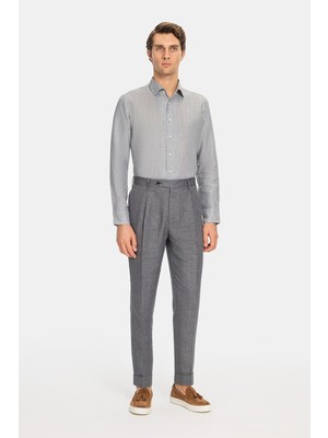 Vakko By Berwıch Dark Grey Herringbone Trousers