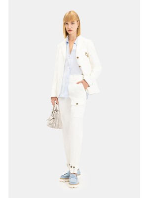 Vakko By Lorena Antonıazzı Ecru Narrow-Leg Trousers