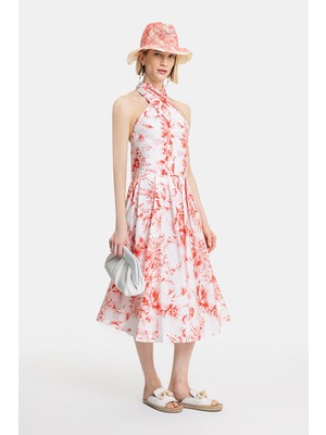 Vakko White Floral Skirt