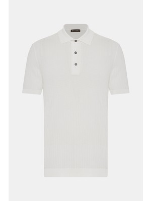 Vakko Buttoned Polo Collar Short Sleeve Knit Top