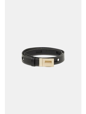 Vakko By Lorena Antonıazzı Black Leather Belt