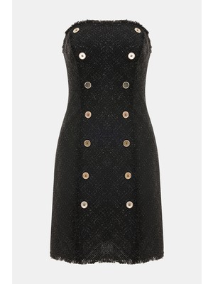 Vakko Black Sleeveless Above-Knee Dress