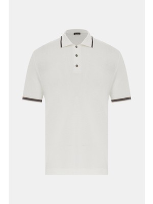 Vakko Buttoned Polo Collar Short Sleeve Knit Top