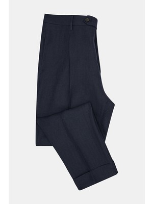 Vakko By Berwıch Navy Herringbone Trousers