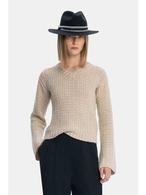 Fabiana Filippi Fabıana Fılıppı Beige V-Neck Knit Sweater