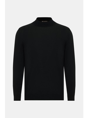 Vakko Mock Neck Long Sleeve Knit Sweater