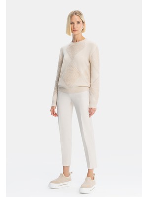 Vakko By Peserıco Beige Slim-Leg Trousers