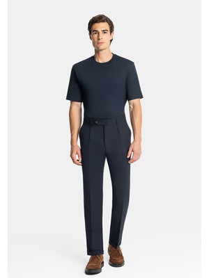Vakko By Berwıch Single-Pleat Elastic Drawstring Waist Serge Trousers