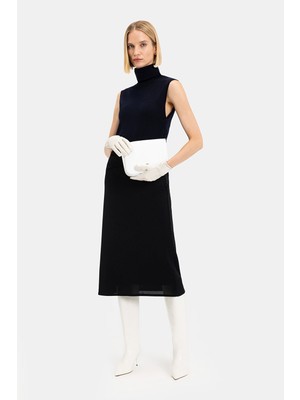 Vakko By Lorena Antonıazzı Navy Sleeveless Dress