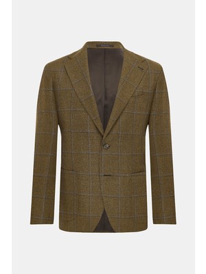 Vakko By Taglıatore Checked Wool Silk Fabric Single-Breasted Jacket