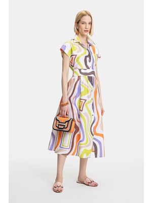 Vakko Multicolor Short Sleeve Dress