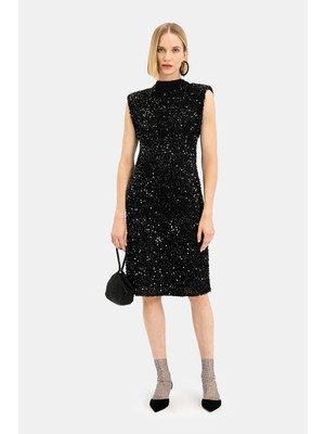 Vakko Black Sleeveless Dress