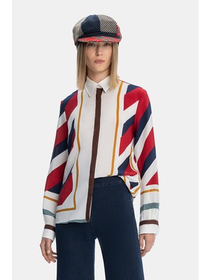 Vakko Multicolor Silk Blouse