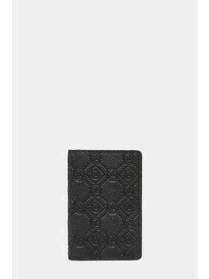 Vakko Black Monogram Leather Wallet