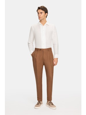 Vakko By Berwıch Reddish Brown Herringbone Trousers