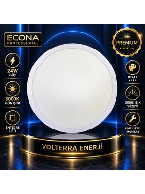 Econa 24W Sıva Üstü Yuvarlak Beyaz LED Panel (Beyaz) ECN-1207