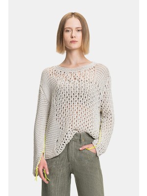 Vakko Grey Crew Neck Knit Sweater