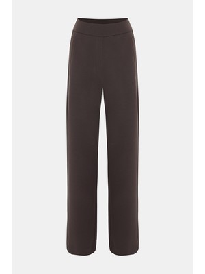 Vakko Brown Straight Leg Casual Trousers