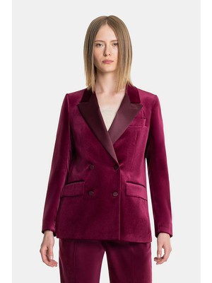 Vakko Burgundy Velvet Jacket