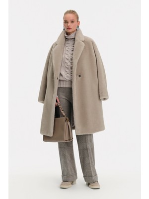 Vakko Grey Eco Fur Coat