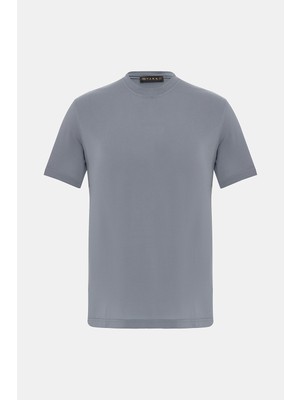 Vakko Dark Blue Round Neck Short Sleeve T-Shirt