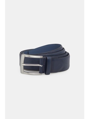 Vakko Navy Leather Belt