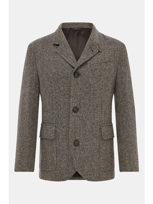 Vakko Lined Herringbone Wool Jacket