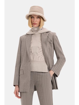 Vakko By Lorena Antonıazzı Mink Striped Jacket