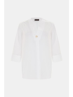 Vakko White Three-Quarter Sleeve Shirt