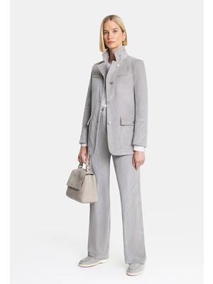 Vakko Grey Velvet Trousers