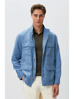 Network Blue Linen Coat Jacket
