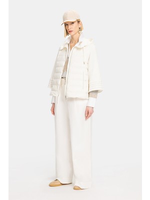 Vakko By Peserıco Ecru Wide-Leg Trousers