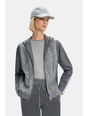Vakko By Lorena Antonıazzı Grey Hooded Sweatshirt